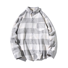 2019冬季新日系潮黑墙大码男加绒加厚格子保暖衬衣C5121-P55，男装衬衫，电商A001