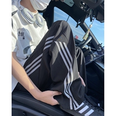 夏季新款潮流三条杠远动宽松休闲冰丝裤B315-K24164-特p35控68，男装休闲裤，电商B315
