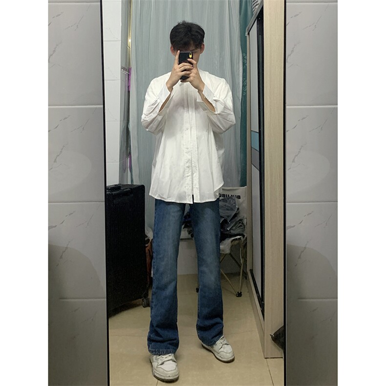 B221美式ins高街暗黑光版修身微喇牛仔裤LK23137-P55控78,男装牛仔裤,电商B221