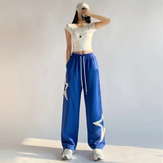 2024秋季新款女模INS风大码印花束脚休闲裤M-5XHK22062-P75，男装休闲裤，电商A022