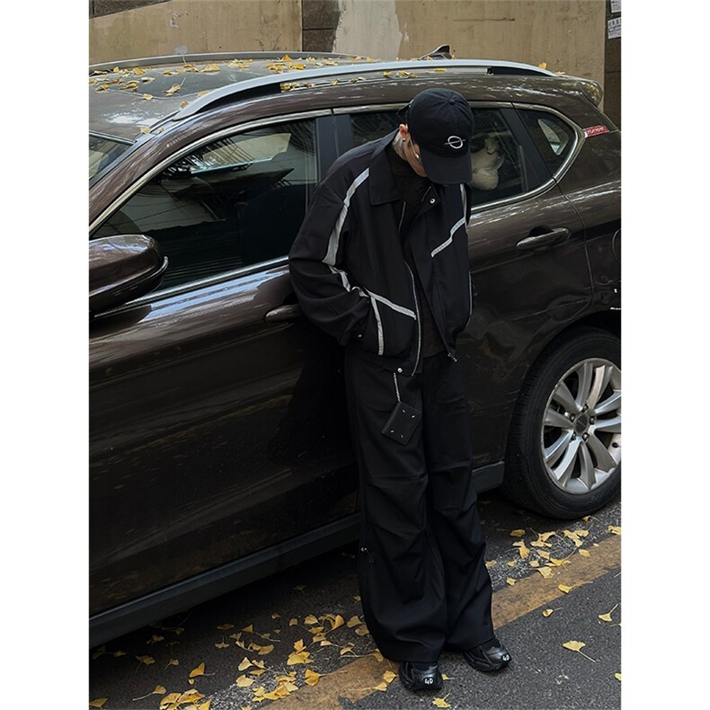 自家图，博主风cleanfit外套男短款撞色美式飞行员夹克JK2403-P85,男装夹克,星座1007（原301D）