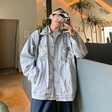 美式潮牌拼接牛仔外套男宽松ins港风休闲春秋季痞帅夹克WH01-P68，男装夹克，星座1008