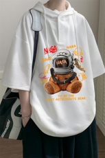 连帽短袖t恤男大码胖子带帽五分袖中袖LD54281-P45，男装T恤，电商A040