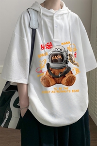 连帽短袖t恤男大码胖子带帽五分袖中袖 LD54281-P45图片