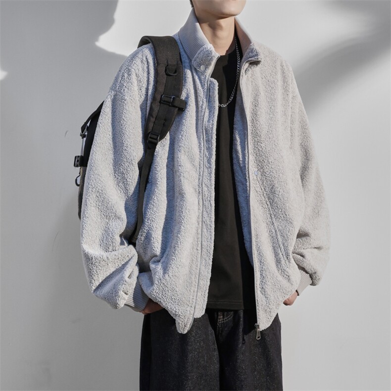 JK8873-P90L-9XL秋冬新款大码毛绒立领重磅夹克外套控168,男装夹克,星座109