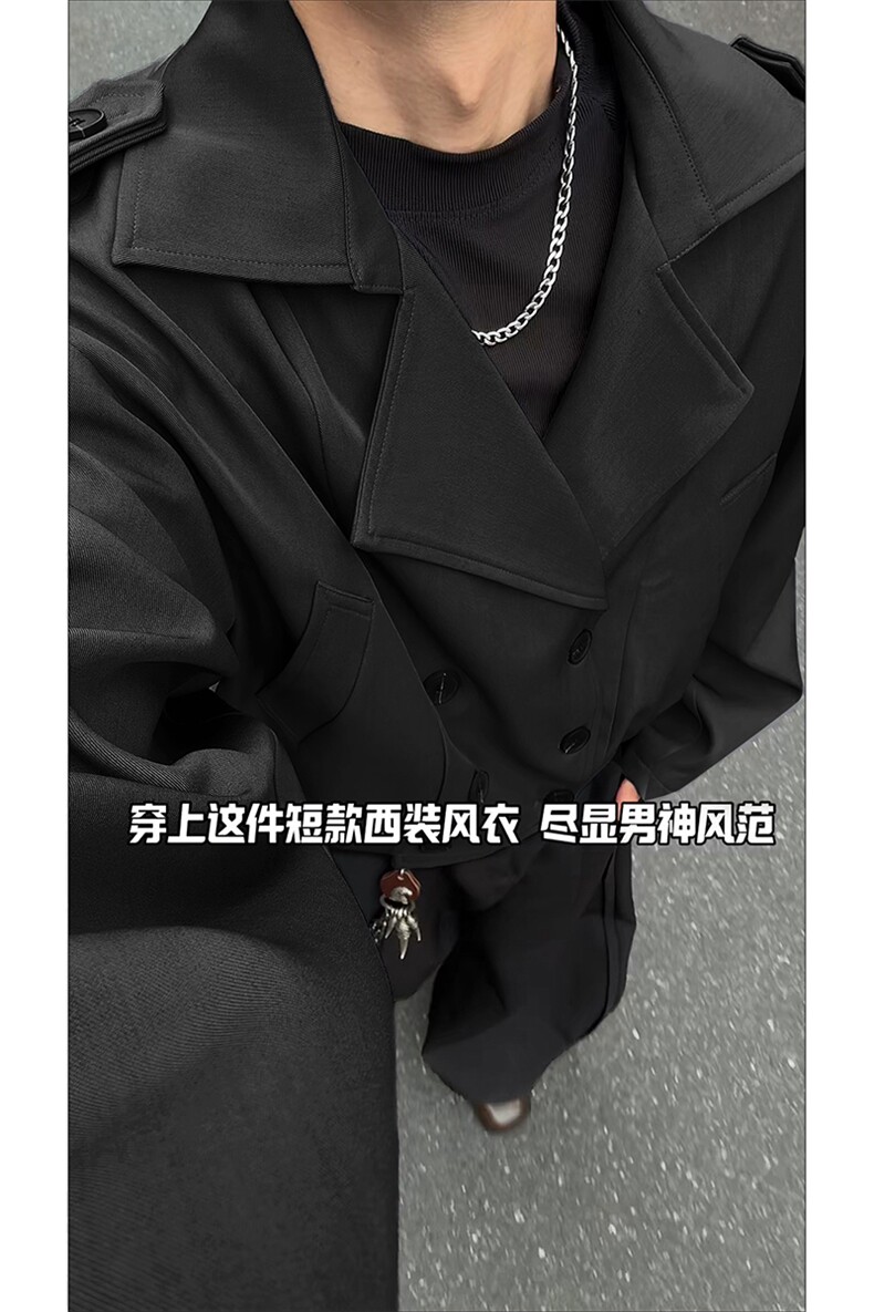文艺双排扣复古日系短款外套休闲精致经典短款上衣外套HY802P80,男装风衣,电商A102B