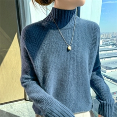 秋冬新款女士半高领修身针织衫套头，女装针织衫/毛衣，宇灿羊绒