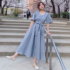 已出货波点连衣裙8605-A16，女装连衣裙，浙宝225