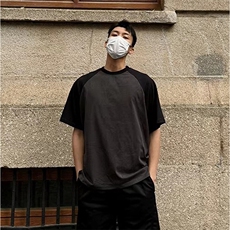 抖音得物高品质二开240克宽松纯棉美式潮牌插肩袖拼接短袖T恤，男装T恤，电商A486