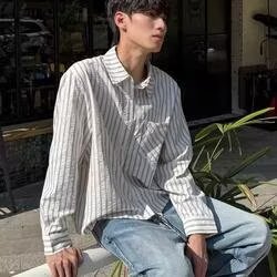 衬衫男情侣外套慵懒时尚港风潮流休闲流行新款气质帅气潮牌,男装衬衫,星座410-6（原星座1304-1）