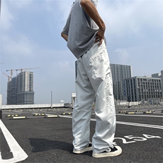 夏秋新款男士时尚潮流立体裁剪大口袋休闲裤慵懒风阔腿裤K026/P40，男装休闲裤，星座506