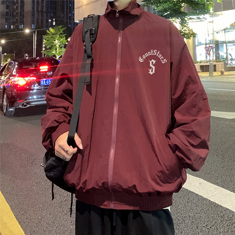 港风新款秋季时尚百搭宽松字母印花夹克外套F6321P65控88,男装夹克,电商A268A