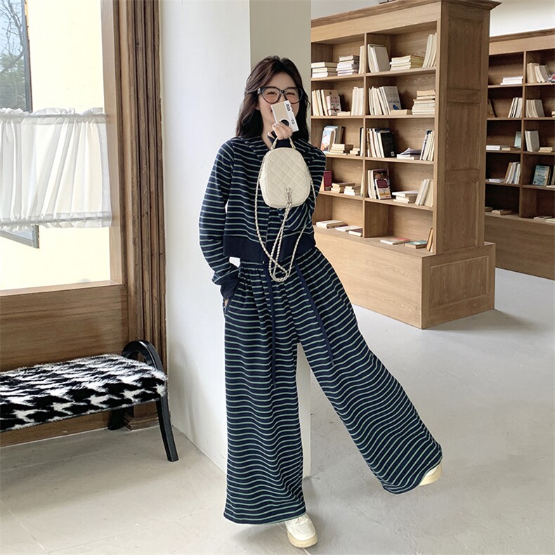 【新款现货】休闲条纹套装088-7719p165k228,女装套装/套裙,2C088