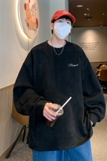 已注册港风供抖音直播得物高品质麂皮绒宽松男卫衣W3503P38，男装卫衣，电商C408-1(原B339-1)
