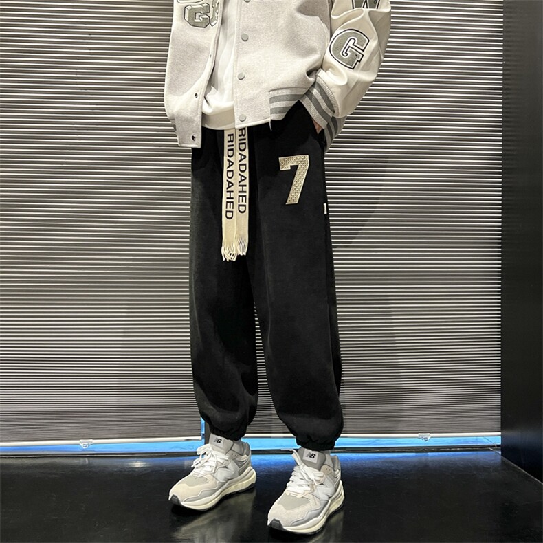 欧棉绒港风束脚卫裤宽松休闲裤子哈伦运动裤K807*P35控58,男装休闲裤,星座227-2