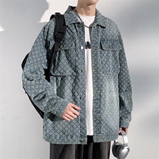 特批P60无差价25春新设计感提花多口袋牛仔服夹克男大码外套NJ150，男装夹克，电商A001-1