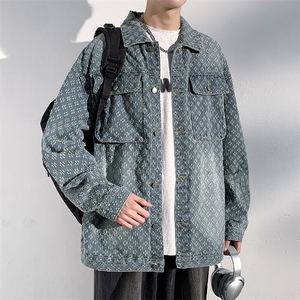 特批P60无差价25春新设计感提花多口袋牛仔服夹克男大码外套NJ150图片