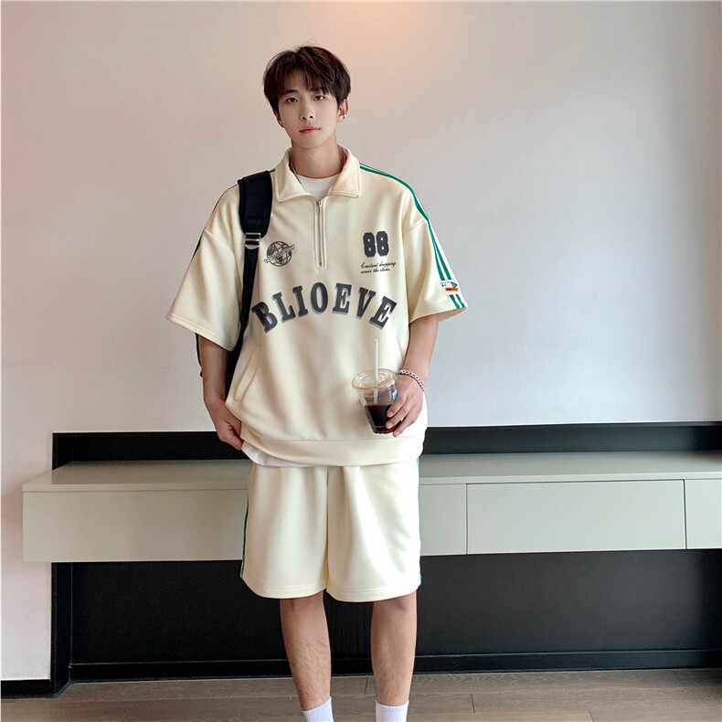 现货不缺货 夏季男装休闲运动套装 百搭撞色套装 1209-1-TZ12-P65图片