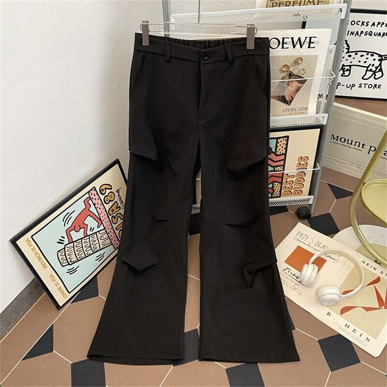 微喇西裤垂感高级感褶皱伞兵工装裤子男款夏季阔腿休闲裤2288P42，男装西裤，星座410-2