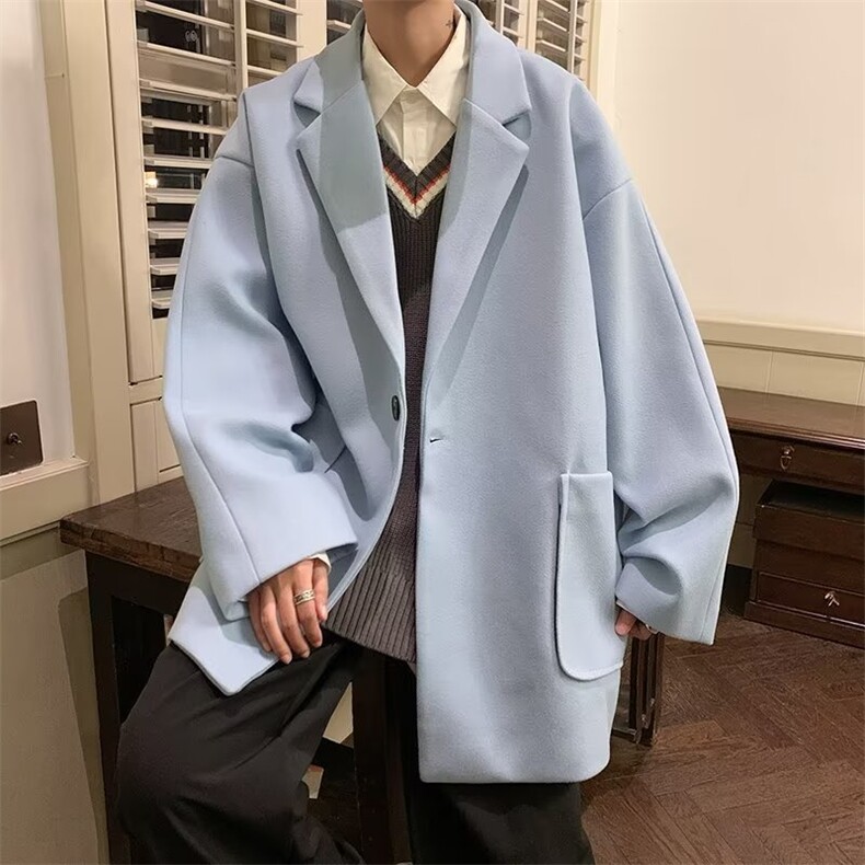 毛呢大衣男2023冬季新款潮牌ins港风宽松高街感痞帅外套W3800-P58,男装毛呢大衣,星座412-2
