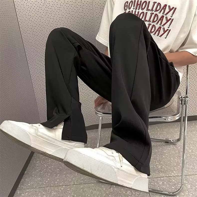 休闲西裤男韩版潮流裤脚开衩2023秋季新款ins宽松长裤K4509-P35,男装西裤,星座412-2