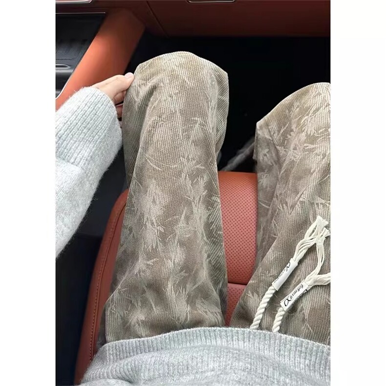 枫叶扎染灯芯绒裤子男款春秋季运动卫裤直筒垂感美式休闲裤CM574,男装休闲裤,星座516A