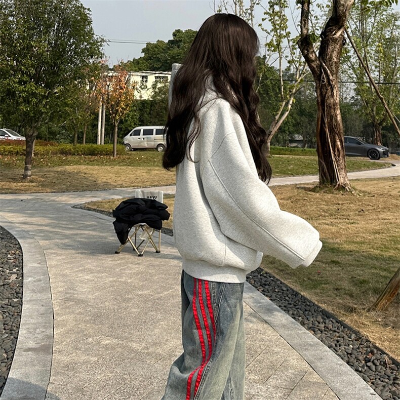 抖音得物高品质25秋冬美式高街宽松结构防风高领连帽卫衣外套W60,男装卫衣,电商A486-1