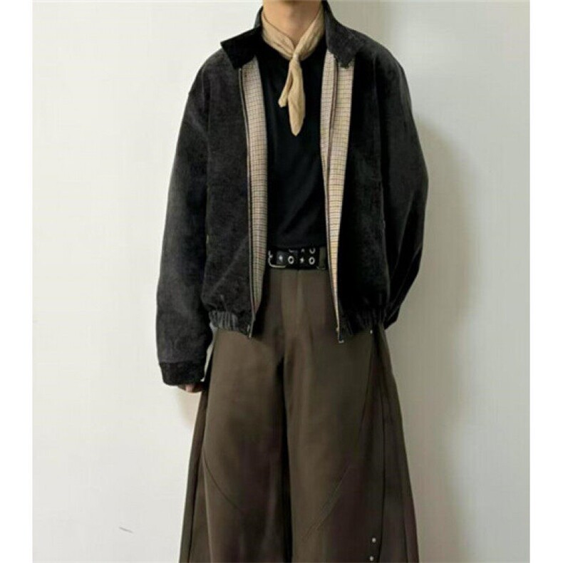 铜氨触感树纹肌理千鸟格内里哈灵顿夹克外套JK956,男装夹克,星座1116A（原606A-3）