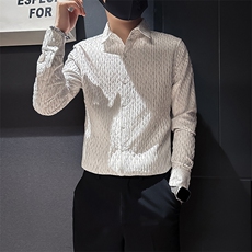 杂乱条纹烫金衬衫男长袖英伦店主风社会小伙301C-CS09-特P60控89，男装衬衫，星座301C（原B323）