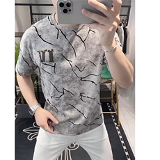 欧洲站男士高端破洞裂纹圆领短袖t恤2025新款夏季潮牌宽松男半袖，男装T恤，星座506A