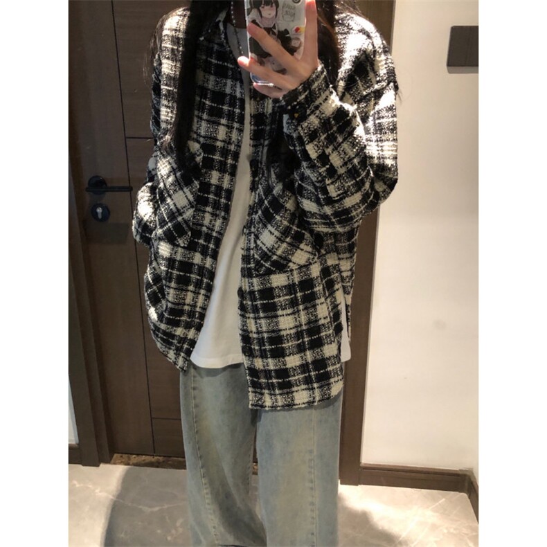 【有货】cleanfit黑白格子小香风外套高级感痞帅夹克237LL-特P55,男装夹克,星座1007（原301D）