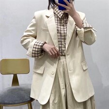 西装外套加格子衬衣，女装西装，木夕子诗