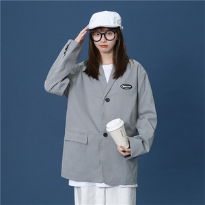 中性 秋季新款宽松百搭休闲翻领西服小西装外套上衣XF52 P75图片