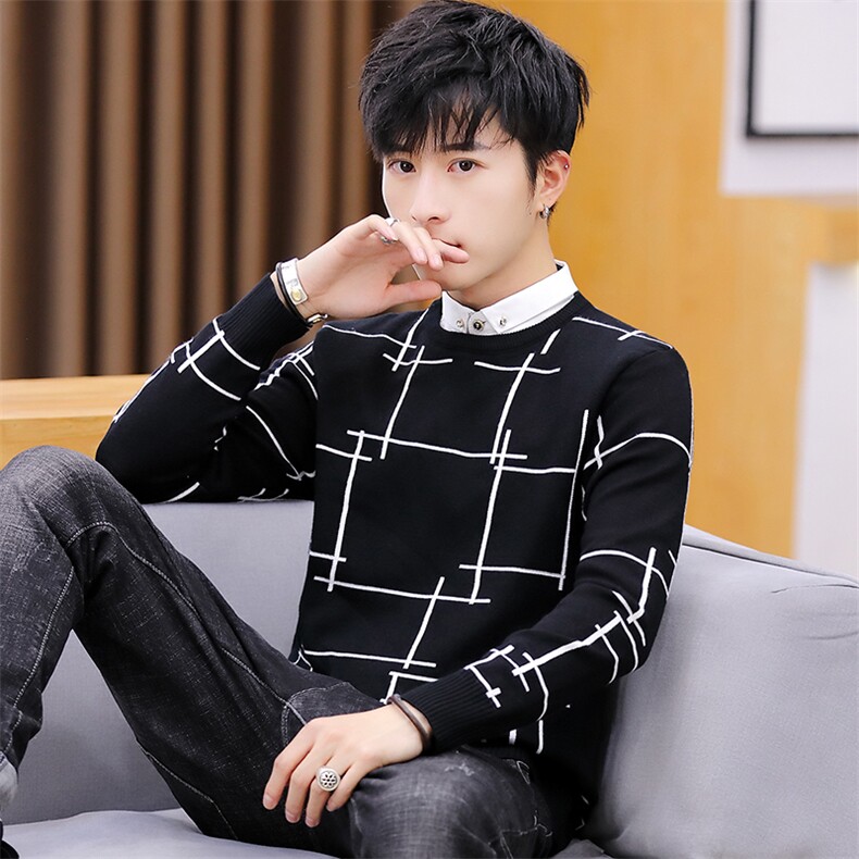 家乐6778秋季新款男士假两件毛衣男韩版修身休闲衬衫领针织衫,男装针织衫/毛衣,电商D310（原电商305）