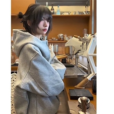 氛围感美式boxy重磅连帽卫衣男设计感廓形外套LW1044-P55加绒65，女装短外套，星座1008