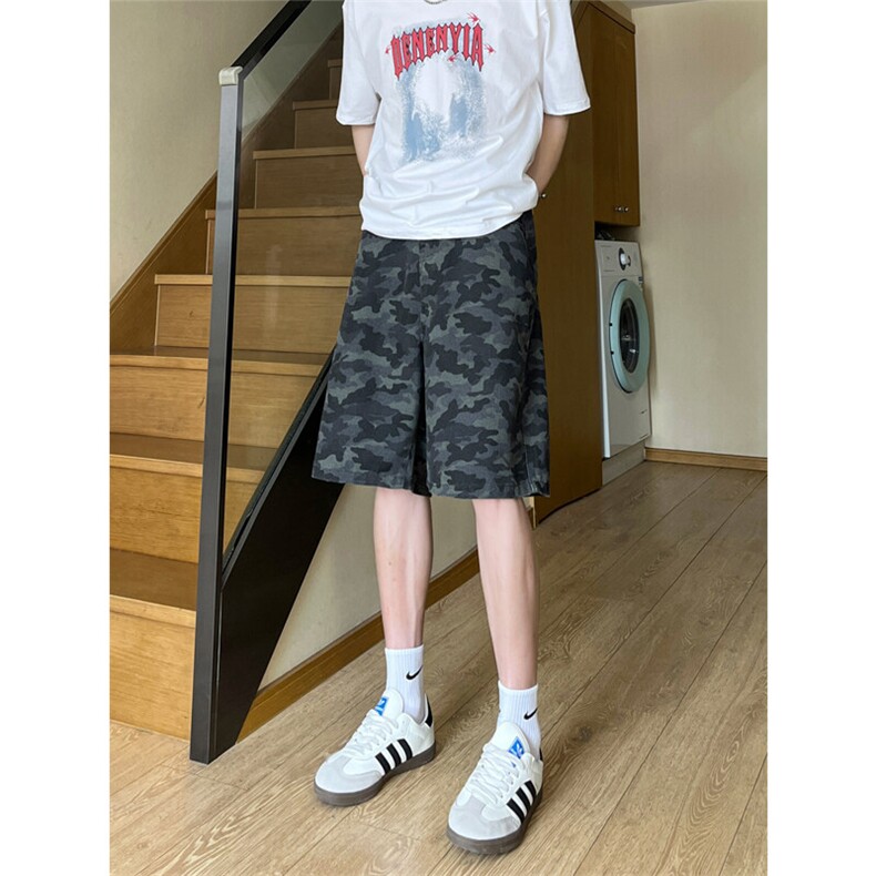夏季复古迷彩工装宽松阔腿直筒五分休闲短裤男 K5916-特P35 控59图片