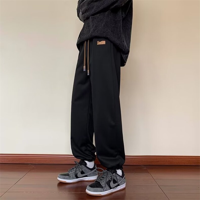 春秋季新款小众百搭休闲阔腿裤纯色直筒宽松运动裤子男K4710-P30,男装休闲裤,星座512-2
