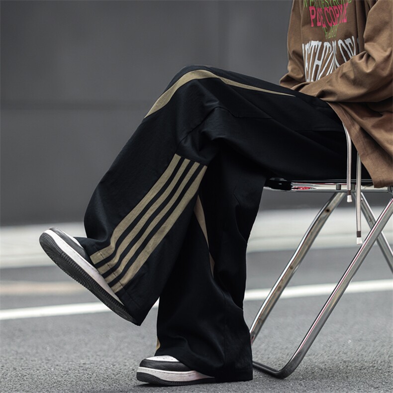 春夏新款微弹面料直筒拖地裤三条杠运动休闲裤子男8227-P48控68,男装休闲裤,电商C305A