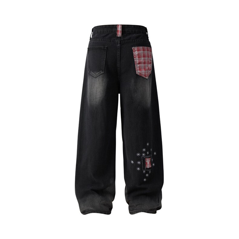 美式复古设计感破洞破牛仔裤直筒裤宽松潮牌高街高级感YA631P61,男装牛仔裤,星座1013-1