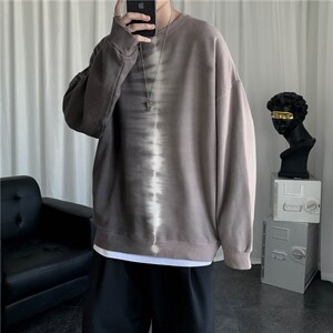 渐变长袖圆领卫衣男ins韩版潮牌复古扎染小众情侣上衣 W5301-P26图片