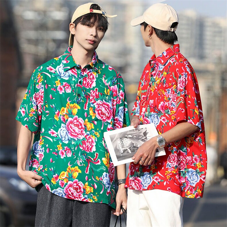 P01中性男女休闲大码花衣服polo衫宽松透气东北大花风团队服，男装Polo衫，星座115A(原星座507）