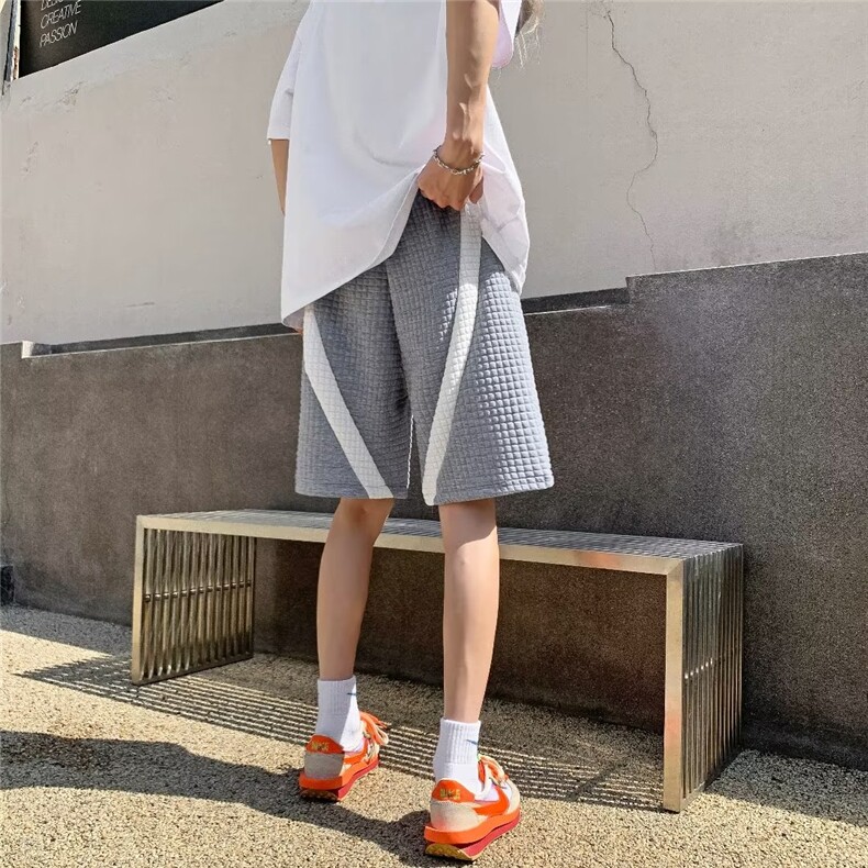 编织粗绳织带运动短裤男夏季装潮胖人宽松休闲五分裤衩,男装牛仔裤,四季星座505