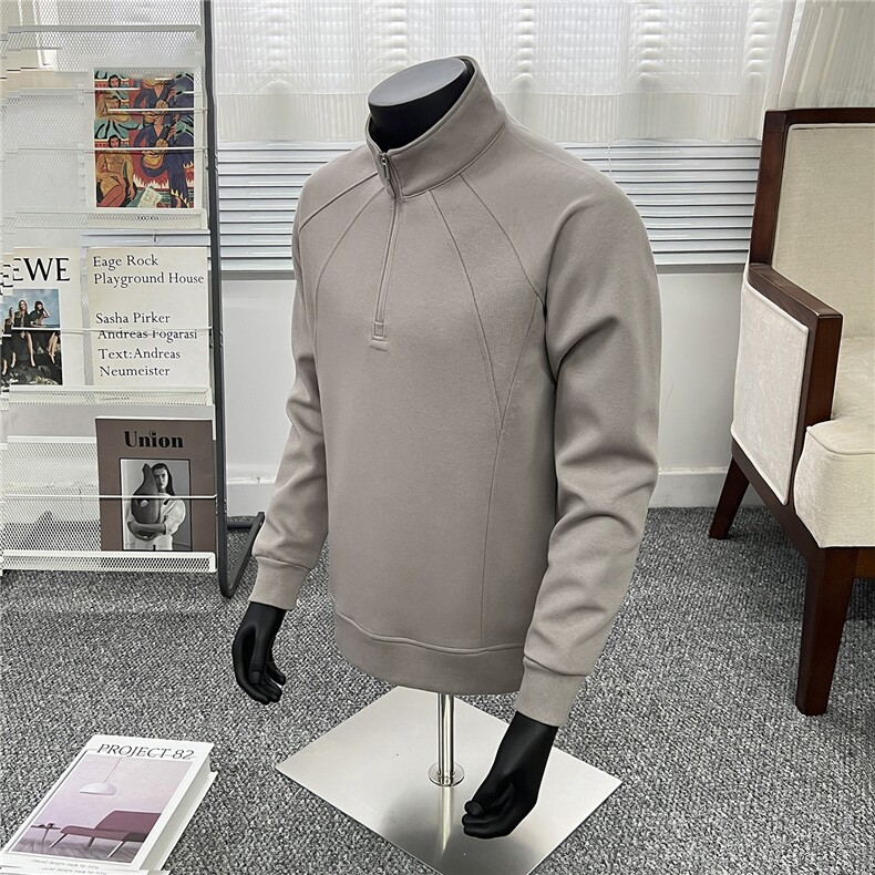 假模立领半拉链卫衣男秋季2025新款宽松长袖男A436-5108-P55,男装卫衣,电商A436