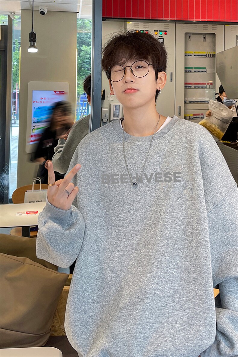 ！圆领卫衣男装港风长袖t恤男外套男WY504-特P23,男装卫衣,电商B371
