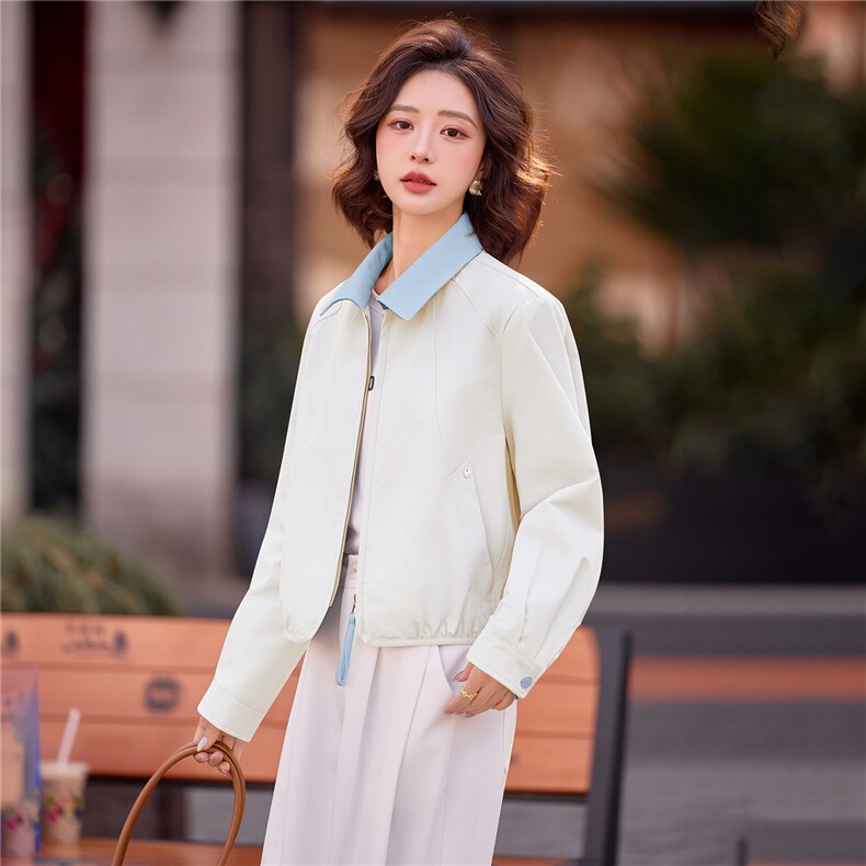 现货2026春装休闲短款外套时尚拼接小个子修身显瘦气质女人味简约,女装短外套,唯婧