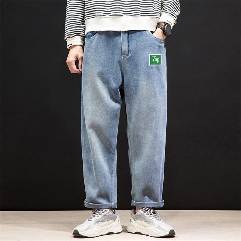 NK46058-P45加绒-P55百搭牛仔裤男士宽松九分裤男直筒裤子男,男装牛仔裤,电商A040A