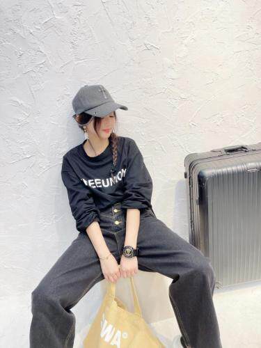 秋款四粒牛仔阔腿长裤，其它，玫瑰共和国