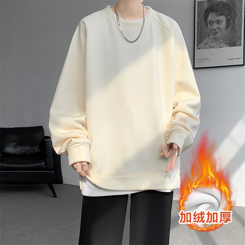 8XL-M加绒假两件卫衣加肥加大码美式复古圆领上衣WY5103P55加绒65图片