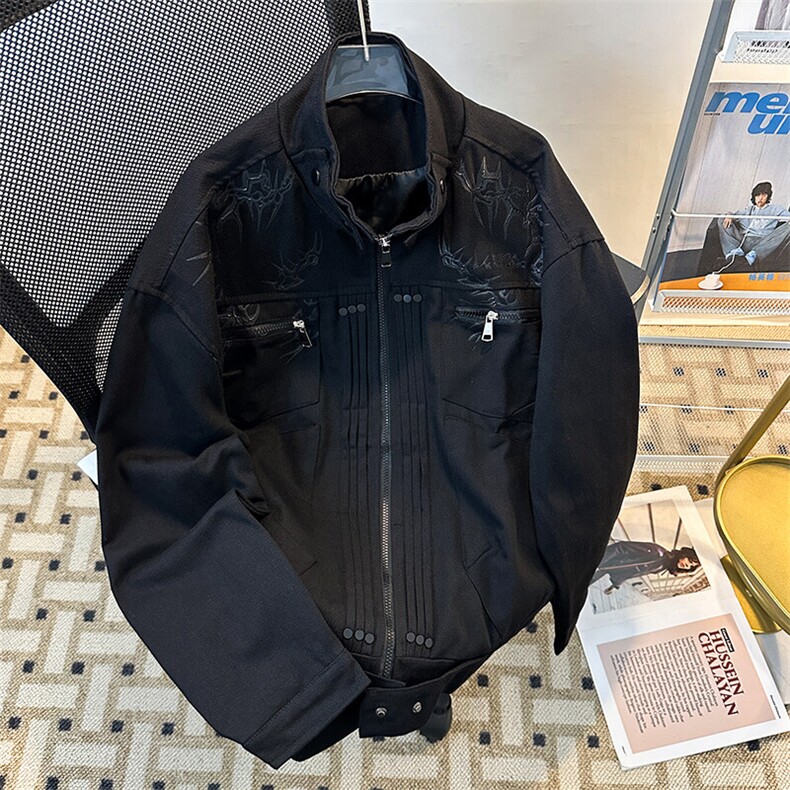 美式机车棒球服外套男秋季新款工装休闲宽松情侣夹克JK08548-P90,男装夹克,星座308B-1