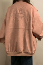 中性做旧面料字母刺绣皮衣女金属装饰夹克外套男JK77861P95控158，男装夹克，星座226-2